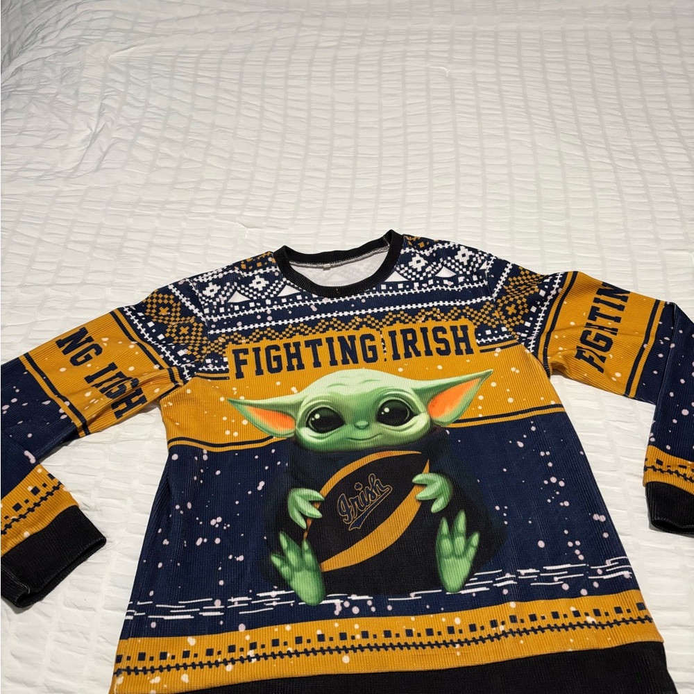 Fighting Irish Baby Yoda Navy and Gold Sweatshirt